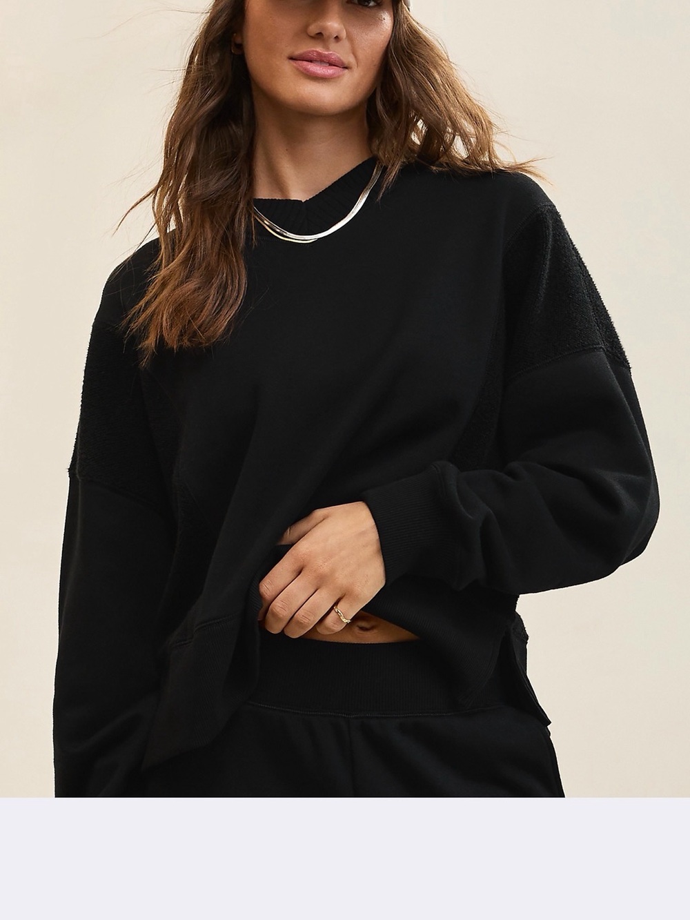 aerie Black Crewneck Pullover Sweatshirt